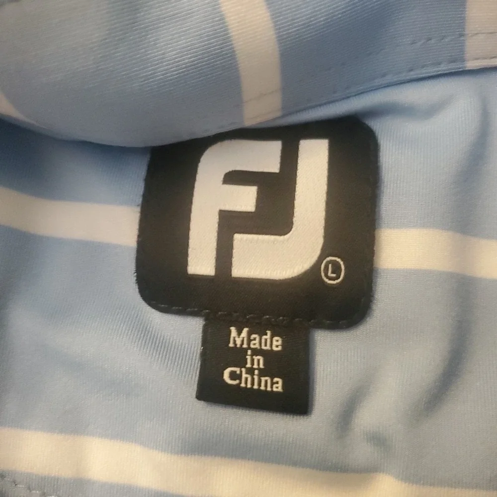 Footjoy FJ‎ Polo Shirt Blue White Striped Golf Mens 2XL Eagle Rock Golf Resort